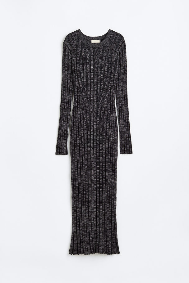 H&M Glittery Rib-knit Dress Black/glittery