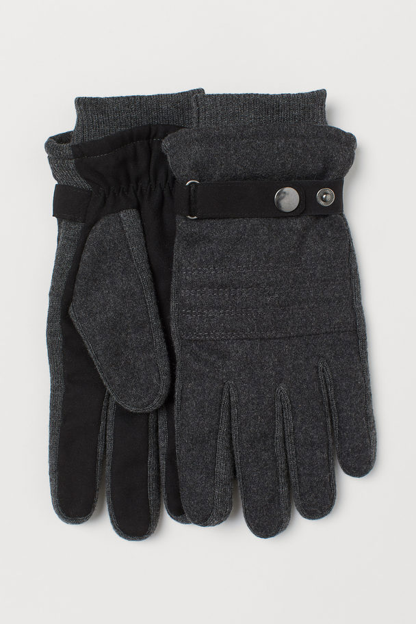 H&M Wool-blend Gloves Dark Grey Marl