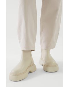 Chunky Leather Boots Cream