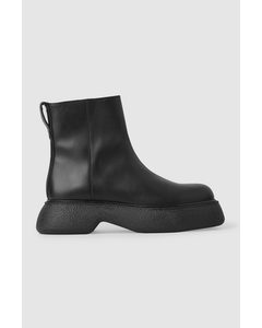 Chunky Leather Boots Black