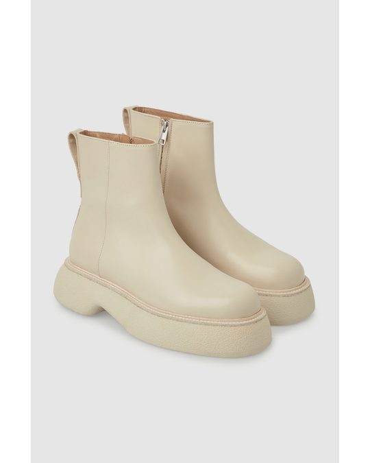 COS Chunky Leather Boots Cream