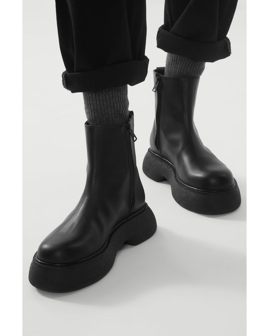 COS Chunky Leather Boots Black