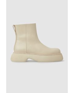 Chunky Leather Boots Cream