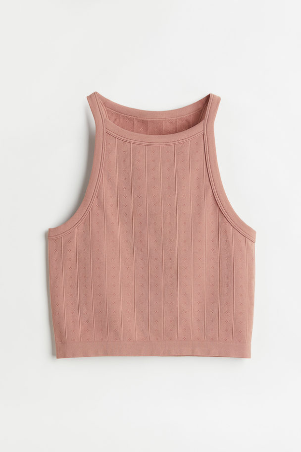 H&M Seamless Pointelle Jersey Top Old Rose