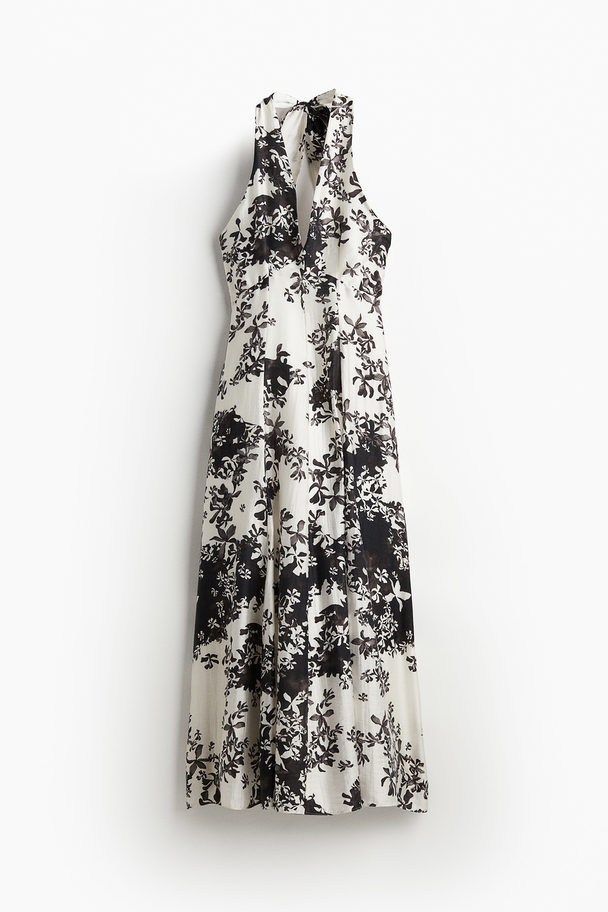 H&M Lange Halterjurk Wit/bloemen