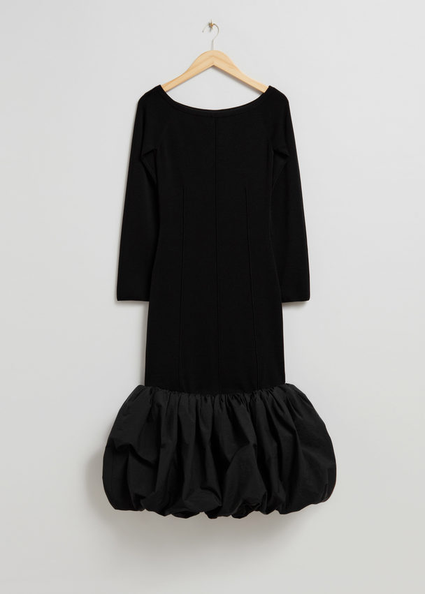 & Other Stories Off-shoulder Balloon Midi Dress Black