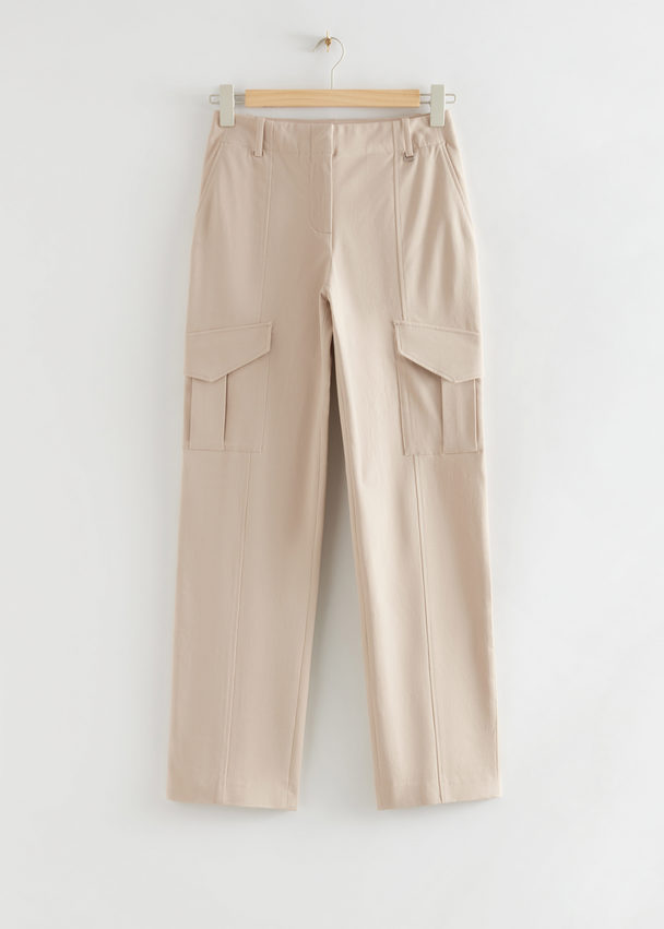 & Other Stories Straight Leg Cargo Trousers Beige