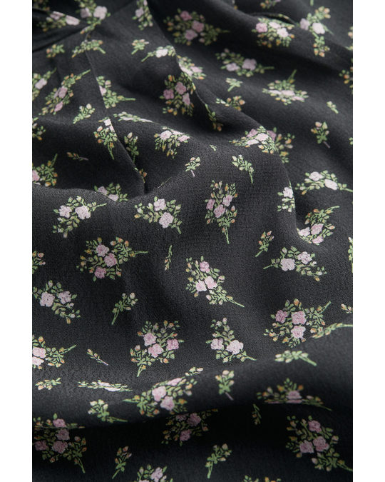 H&M Patterned Wrap Dress Dark Grey/floral