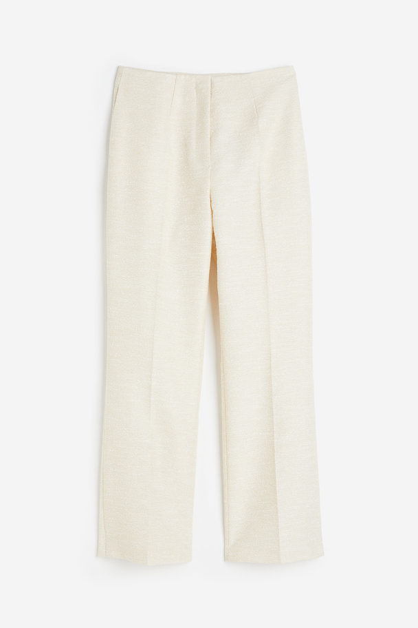 H&M Pantalon Met Structuur Roomwit