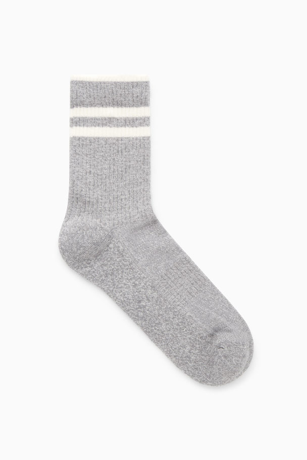 COS Striped Sports Socks Grey / White / Striped