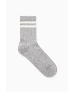 Striped Sports Socks Grey / White / Striped