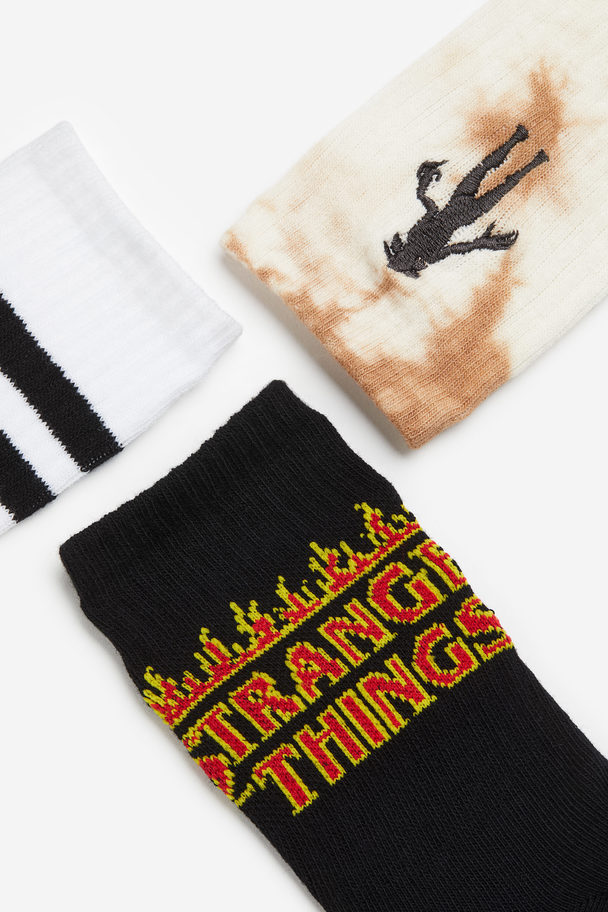 H&M 3 Paar Sokken Met Motief Zwart/stranger Things