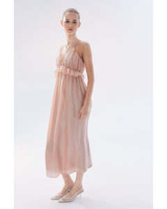 Frill-trimmed Dress Powder Pink