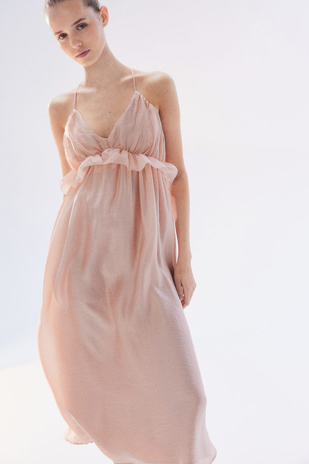 H&M Frill-trimmed Dress Powder Pink