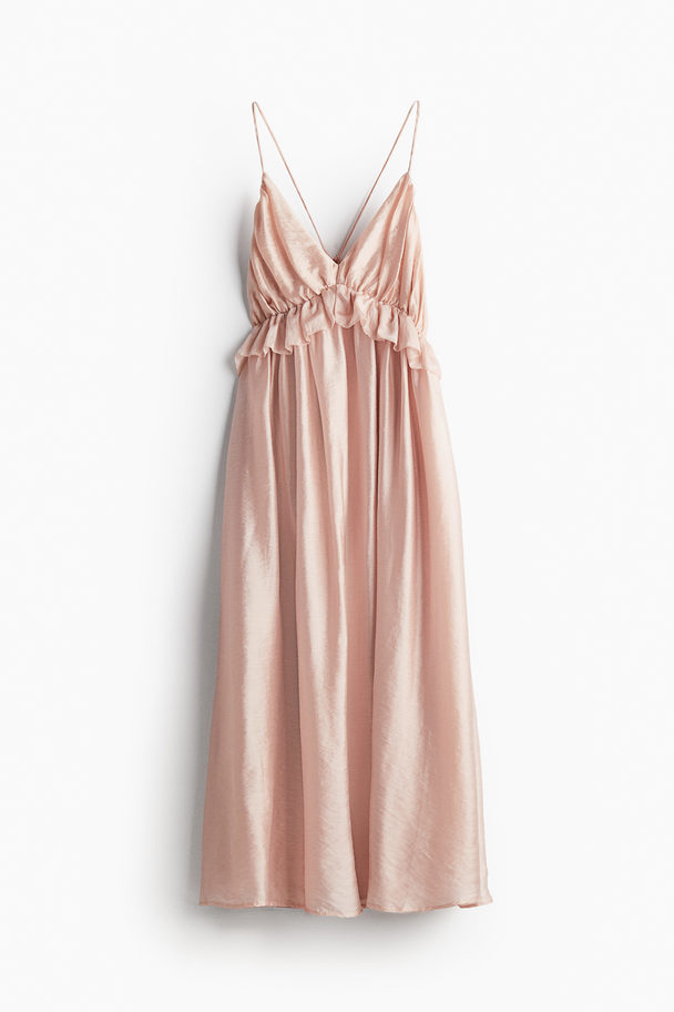 H&M Frill-trimmed Dress Powder Pink