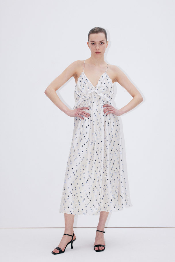 H&M Frill-trimmed Dress White/floral