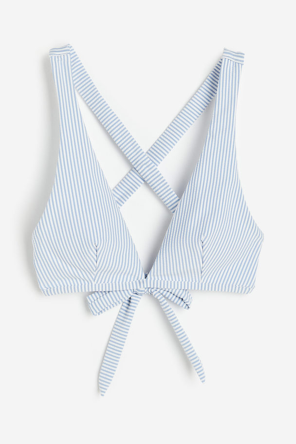 H&M Padded Bikini Top White/blue Striped