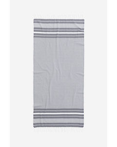 Cotton Beach Towel Anthracite Grey/white Striped