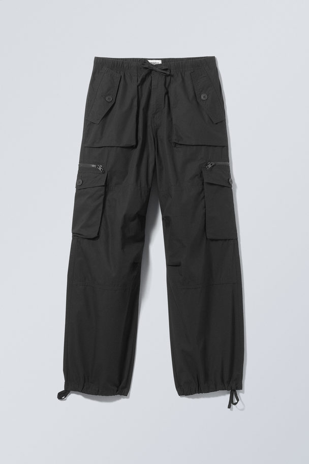 Weekday Piper Loose Cargo Trousers Black