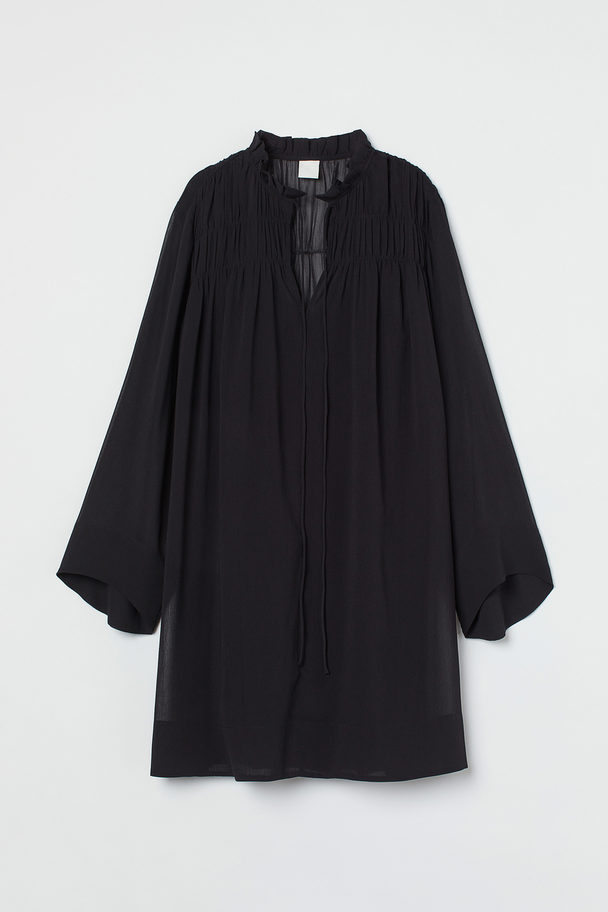 H&M Crinkled Chiffon Dress Black