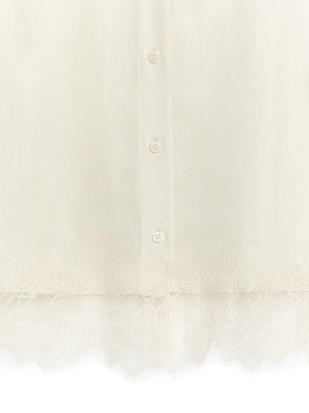ARKET Croppad Skjorta Med Spetsdetalj Off-white