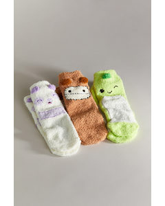 3-pack Chenille Socks Bright Green/squishmallows