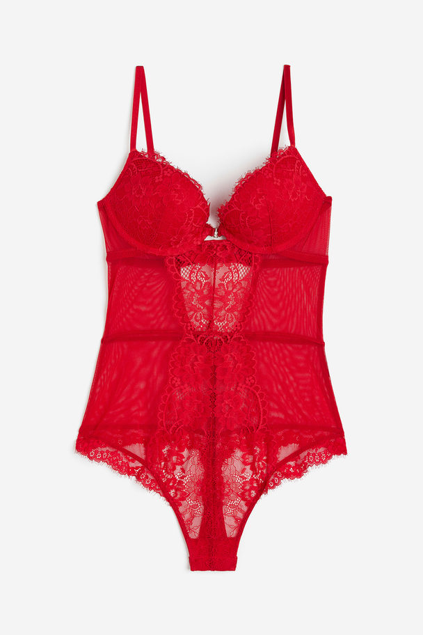 H&M Lace Super Push-up Thong Body Red