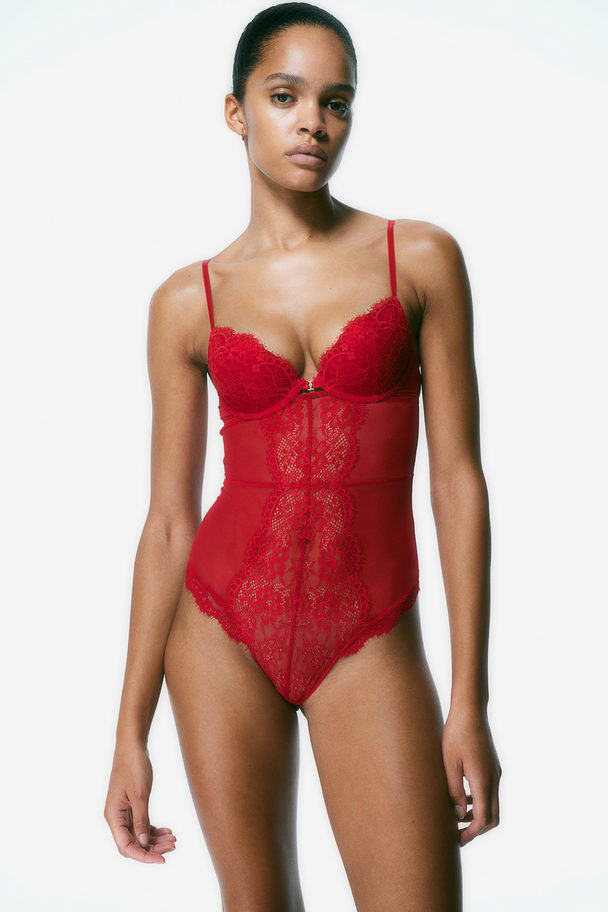 H&M Lace Super Push-up Thong Body Red