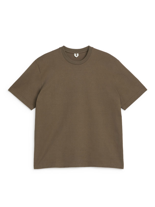 ARKET T-shirt Van Zware Kwaliteit Donkertaupe