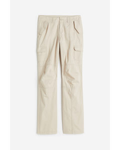 Low-waisted Cargo Trousers Light Beige