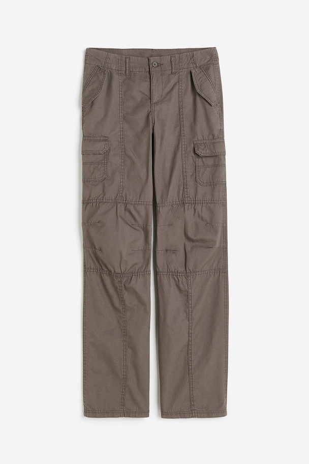 H&M Low-waisted Cargo Trousers Dark Greige