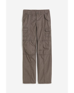 Low-waisted Cargo Trousers Dark Greige