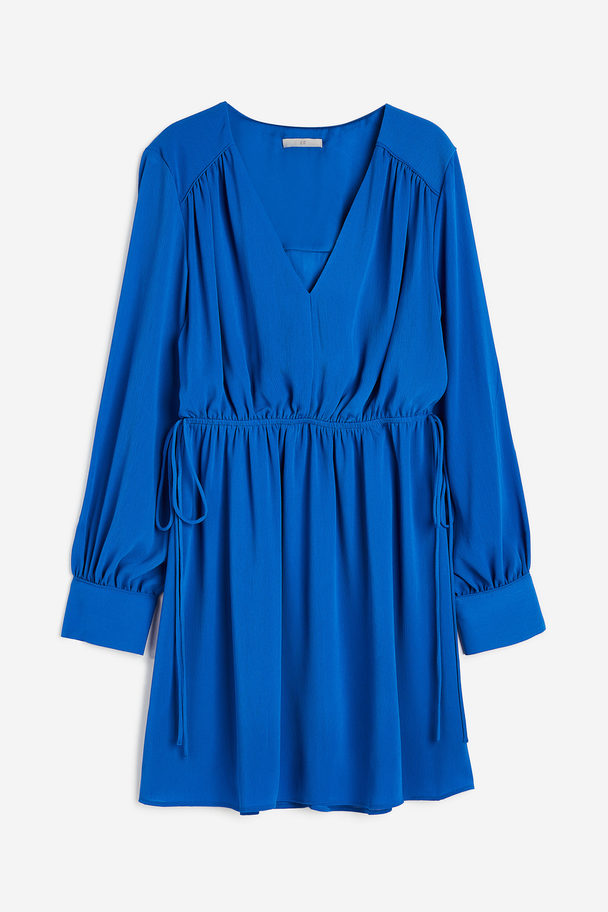 H&M Drawstring-detail Dress Bright Blue