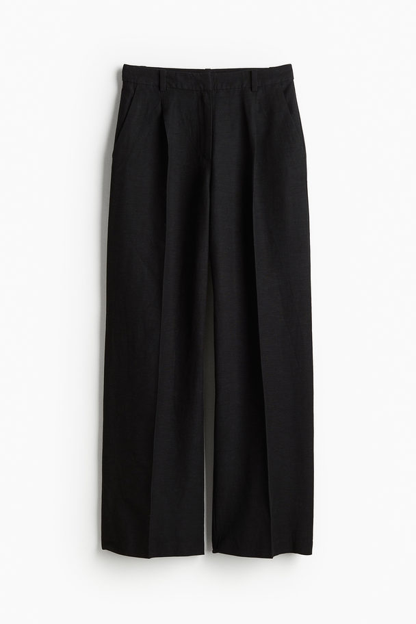 H&M Hose aus Leinenmischung Schwarz