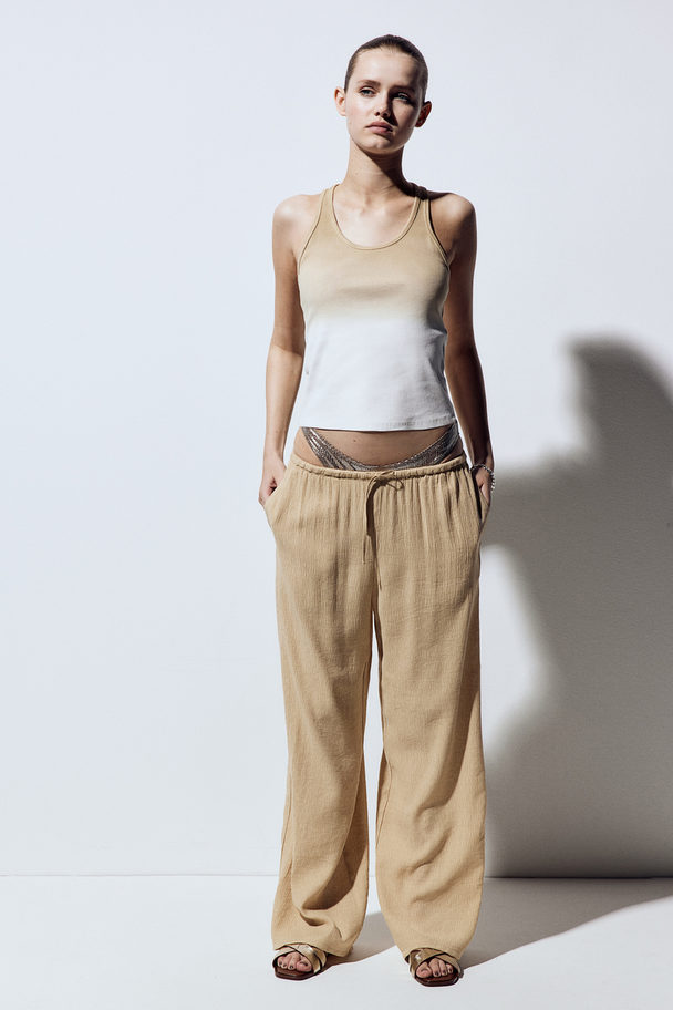 H&M Crêpe Pull-on Trousers Beige