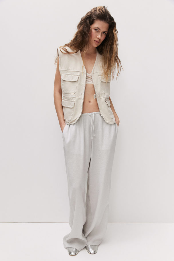 H&M Crêpe Pull-on Trousers Light Grey