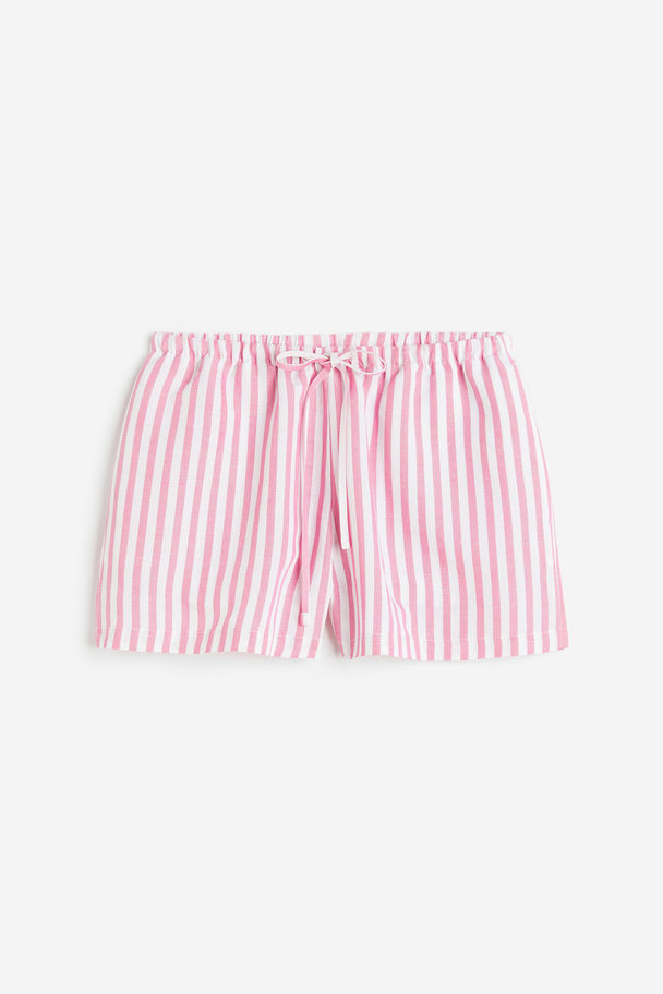 H&M Short Van Linnenmix Roze/gestreept