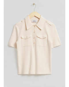 Fitted Uniform Detail Polo Shirt Cream