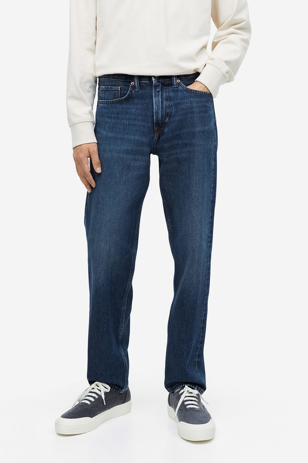 H&M Relaxed Jeans Dunkles Denimblau