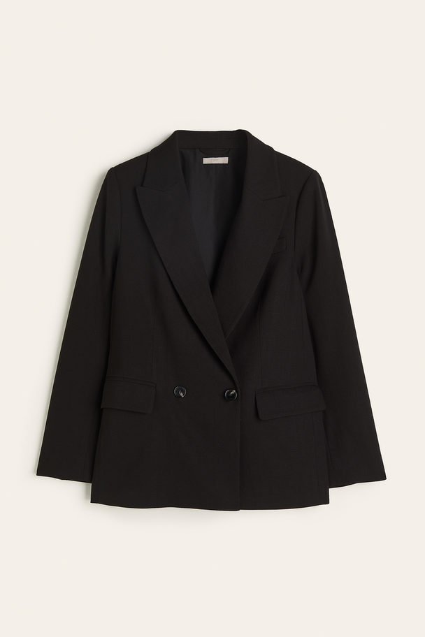 H&M Zweireihiger Blazer Schwarz