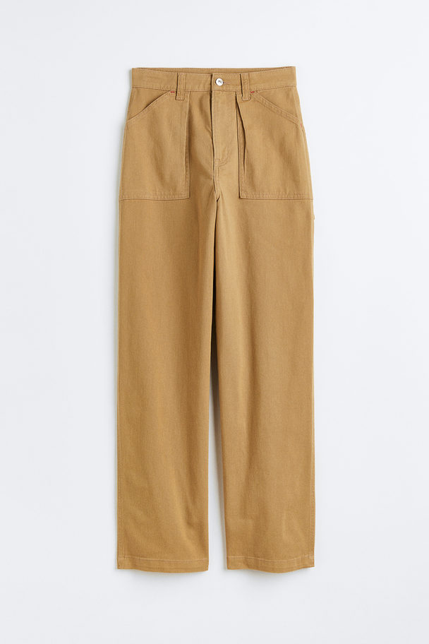 H&M Twill Cargo Trousers Dark Beige