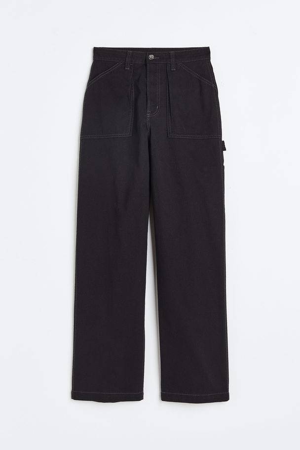 H&M Twill Cargo Trousers Black