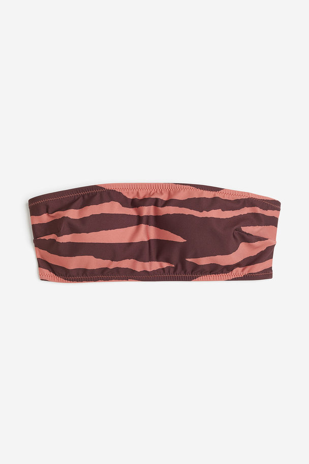 H&M Padded Bikini Top Brick Red/zebra Print