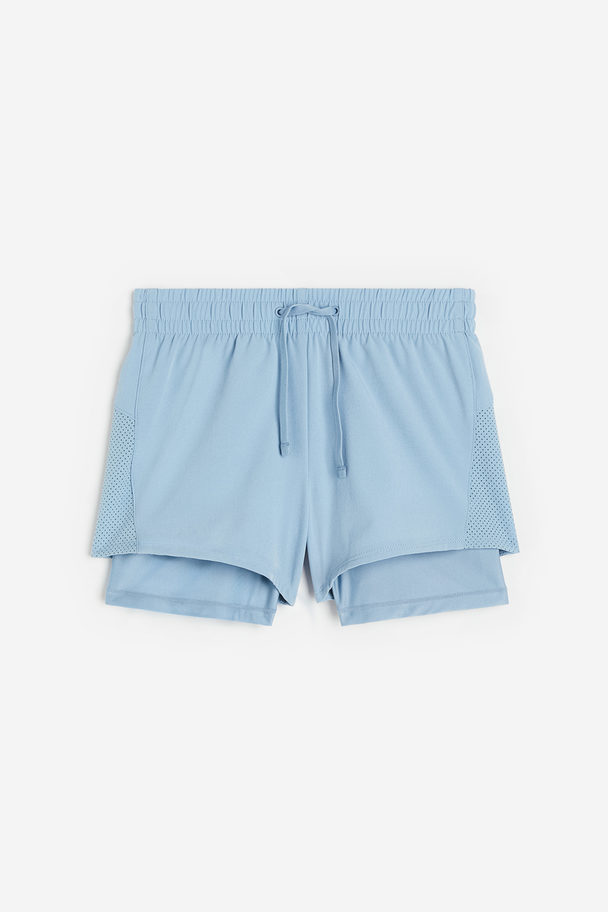H&M Drymove™ Double-layered Sports Shorts Light Blue