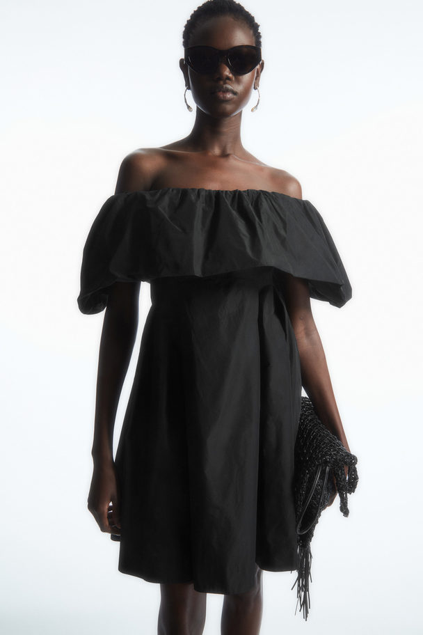 COS Voluminous Off-the-shoulder Mini Dress Black