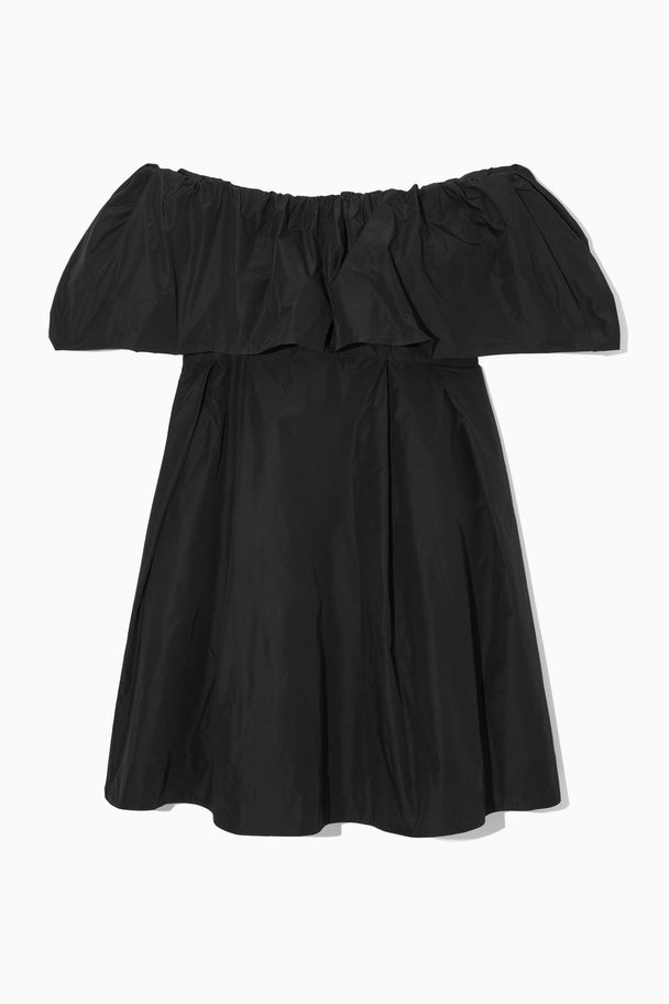 COS Voluminous Off-the-shoulder Mini Dress Black