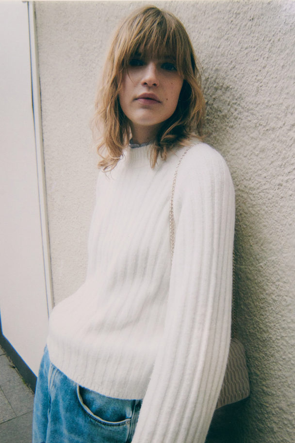 H&M Gerippter Pullover Weiß