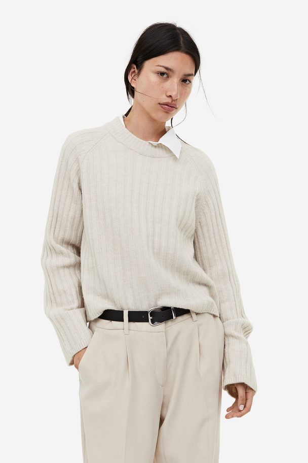 H&M Gerippter Pullover Helles Greige