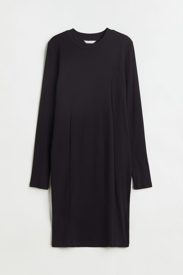 Mama Ribbed Jersey Dress Black