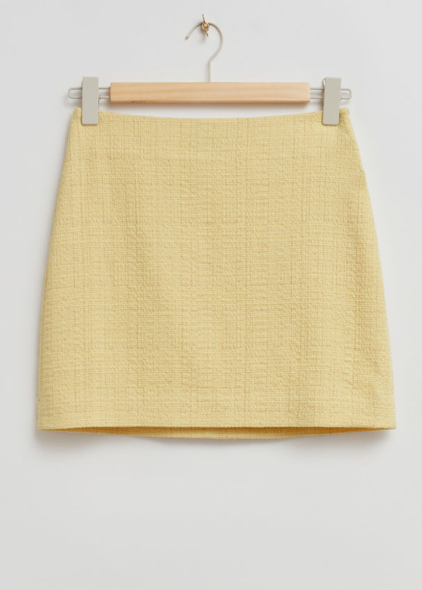& Other Stories High Waist Tweed Mini Skirt Light Yellow